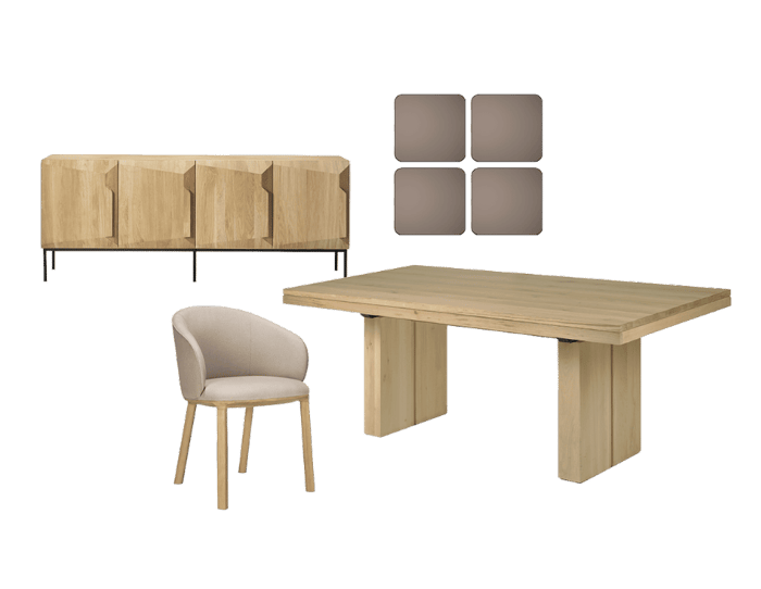 Double_extendable_dining_table_stairs_sideboard_unda_dining_chair_camber_wall_mirror_Ethnicraft_perfect_combinations