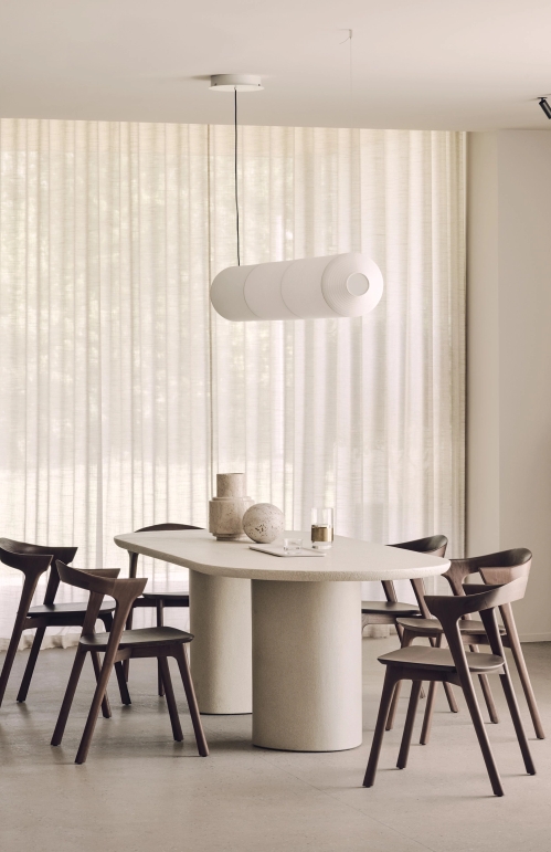 Elements_dining_table_oblong_shape_microcement_Bok_dining_chair_Ethnicraft