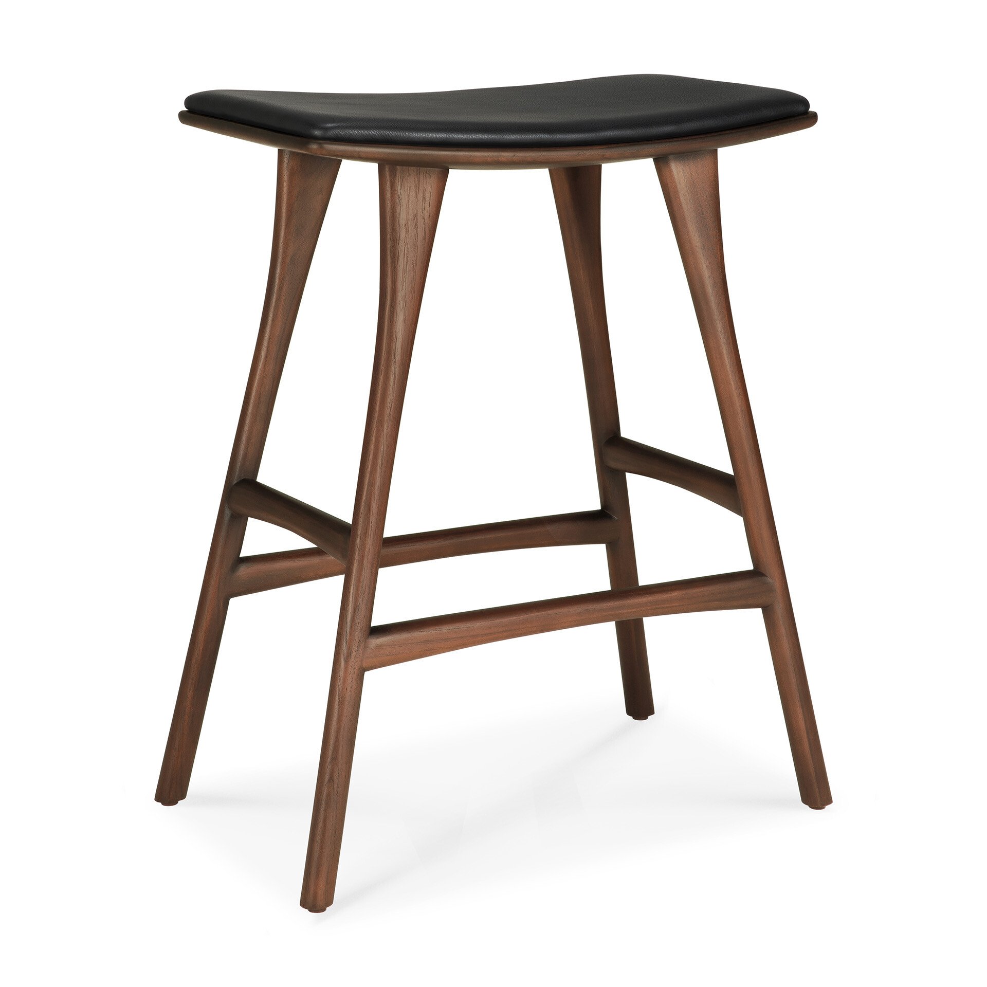 Osso_counter_stool_varnished_teak_brown_black_leather_Ethnicraft